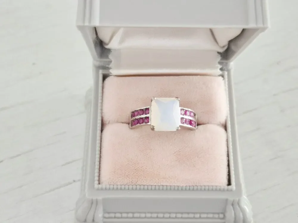 Sterling Silver Opal Ruby Ring